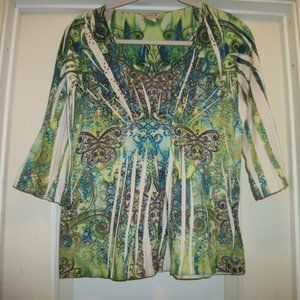 FAIRYCORE BOHO BUTTERFLYS GYPSY BLING BLOUSE LG